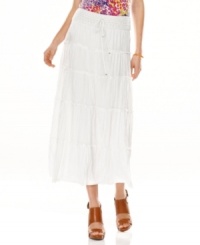Go for a relaxed, boho look with this Calvin Klein tiered maxi skirt -- an easy weekend must-have! Go for a relaxed, boho look with this Calvin Klein tiered maxi skirt -- an easy weekend must-have!