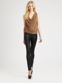 Artful sequins add a shot of shimmer to this sleeveless silk cowlneck top. CowlneckSleevelessSequined silkDry cleanImportedModel shown is 5'10 (177cm) wearing US size Small. Artful sequins add a shot of shimmer to this sleeveless silk cowlneck top. CowlneckSleevelessSequined silkDry cleanImportedModel shown is 5'10 (177cm) wearing US size Small.