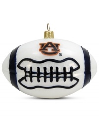 Team and Christmas spirit go hand in hand with the Auburn football ornament. Hand-painted glass is something students, alum and fans will cheer. Team and Christmas spirit go hand in hand with the Auburn football ornament. Hand-painted glass is something students, alum and fans will cheer.
