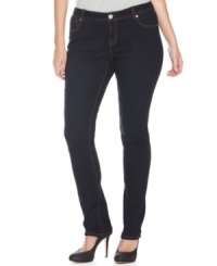 The darkest blue wash is perfect for creating a sleek, flattering look. INC's plus size straight-leg jeans will be your new favorites in no time! The darkest blue wash is perfect for creating a sleek, flattering look. INC's plus size straight-leg jeans will be your new favorites in no time!