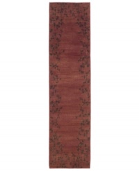 Bridge the gap between traditional and modern design with this transitional piece from the Allure collection. An eye-catching deep red ground is bordered by a dark organic branch pattern suggesting the first cherry blossoms of spring. Gentle striations across the surface create a unique and desirable textured look. Simply beautiful and made to last. Bridge the gap between traditional and modern design with this transitional piece from the Allure collection. An eye-catching deep red ground is bordered by a dark organic branch pattern suggesting the first cherry blossoms of spring. Gentle striations across the surface create a unique and desirable textured look. Simply beautiful and made to last.
