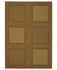 Just what you need to make your space more inviting. In handsome brown colorways with an attractive framed block pattern, this durable rug lends an elegant textured look to both outdoor settings and indoor living spaces. (Clearance) Just what you need to make your space more inviting. In handsome brown colorways with an attractive framed block pattern, this durable rug lends an elegant textured look to both outdoor settings and indoor living spaces. (Clearance)