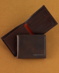 Time to replace your most important accessory? Turn to this smooth leather passcase wallet from Nautica. Time to replace your most important accessory? Turn to this smooth leather passcase wallet from Nautica.