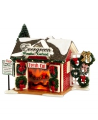 Holiday guests can pick up something for their host at Evergreen Wreaths & Garland in Snow Village. Touting fresh-cut spruce, fir and pine varieties, there's no shortage of seasonal finery. From Department 56. Holiday guests can pick up something for their host at Evergreen Wreaths & Garland in Snow Village. Touting fresh-cut spruce, fir and pine varieties, there's no shortage of seasonal finery. From Department 56.