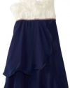 Bonnie Jean Girls 7-16 Cascade Chiffon Dress, Navy, 10