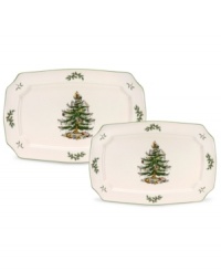 Serve up your best cookies, cakes, roasts or sides on these festive Christmas tree platters from Spode. Crafted of sturdy earthenware, they're dishwasher-safe so you can spend more time at the table--and less at the sink! Serve up your best cookies, cakes, roasts or sides on these festive Christmas tree platters from Spode. Crafted of sturdy earthenware, they're dishwasher-safe so you can spend more time at the table--and less at the sink!