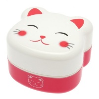 Kotobuki 2-Tier Bento Box, White Kitty Kotobuki 2-Tier Bento Box, White Kitty