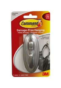 Command Traditional Large Plastic Hook with Metalic Brushed Nickel Finish Command Traditional Large Plastic Hook with Metalic Brushed Nickel Finish