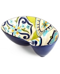 Set an everyday table that's always exciting with the Bocca Geo chip and dip, featuring bold patterns and vivid colors in hard-wearing earthenware from Tabletops Unlimited. Set an everyday table that's always exciting with the Bocca Geo chip and dip, featuring bold patterns and vivid colors in hard-wearing earthenware from Tabletops Unlimited.