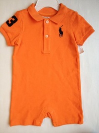Ralph Lauren Baby Orange Rugby Big Pony Shortall Shorts, Size 9 Months Ralph Lauren Baby Orange Rugby Big Pony Shortall Shorts, Size 9 Months