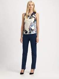 A romantic design featuring a delicate floral print. This silk blouse offers a hint of stretch for a flawless fit.Draped necklineSleevelessFeminine shoulder accentAllover printAbout 23 from shoulder to hem93% silk/7% elastaneDry cleanImported of Italian fabric Model shown is 5'10 (177cm) wearing US size Small. A romantic design featuring a delicate floral print. This silk blouse offers a hint of stretch for a flawless fit.Draped necklineSleevelessFeminine shoulder accentAllover printAbout 23 from shoulder to hem93% silk/7% elastaneDry cleanImported of Italian fabric Model shown is 5'10 (177cm) wearing US size Small.