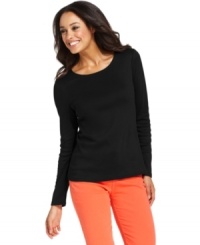 A casual long-sleeve tee in cool cotton is an essential piece for transitioning seasons, from Charter Club. A casual long-sleeve tee in cool cotton is an essential piece for transitioning seasons, from Charter Club.