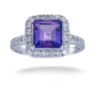 7MM Princess Cut Amethyst Ring In Sterling Silver 2 CT (Available In Sizes 5 - 9) 7MM Princess Cut Amethyst Ring In Sterling Silver 2 CT (Available In Sizes 5 - 9)