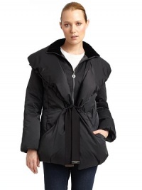 THE LOOKVelvet-lined stand collarWide shawl collarZip-front with ribbon tie closureDual seam pocketsTHE FITAbout 31 from shoulder to hemTHE MATERIALPolyesterFill: down/waterfowl feathers Fully linedCARE & ORIGINDry cleanImportedModel shown is 5'9½ (176cm) wearing US size Small. THE LOOKVelvet-lined stand collarWide shawl collarZip-front with ribbon tie closureDual seam pocketsTHE FITAbout 31 from shoulder to hemTHE MATERIALPolyesterFill: down/waterfowl feathers Fully linedCARE & ORIGINDry cleanImportedModel shown is 5'9½ (176cm) wearing US size Small.