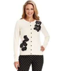 Floral appliques at the front of this Charter Club sweater make a cheerful statement. Gorgeous with denim and charming with printed pants too! Floral appliques at the front of this Charter Club sweater make a cheerful statement. Gorgeous with denim and charming with printed pants too!