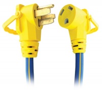 Voltec 16-00505 10/3 STW 50-30 Amp RV Adapter with Ezeegrip Handle, 18 Inch, Blue with Yellow Stripe Voltec 16-00505 10/3 STW 50-30 Amp RV Adapter with Ezeegrip Handle, 18 Inch, Blue with Yellow Stripe