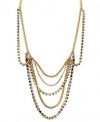 Fossil Necklace, Gold-Tone 24 Black Sparkling Multi-Chain Necklace
