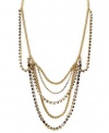 Fossil Necklace, Gold-Tone 24 Black Sparkling Multi-Chain Necklace