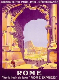 Rome Express Poster 12x16 Limited-Edition Artistic Planked Wood Sign by Roger Broders Rome Express Poster 12x16 Limited-Edition Artistic Planked Wood Sign by Roger Broders