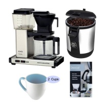 Technivorm 9592 Moccamaster KB-741 Coffee Brewer With Glass Decanter Brushed Silver w/ Bean Vac Coffee Canister Bundle