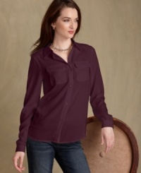 This menswear-inspired shirt is so versatile for fall, from Tommy Hilfiger. Pair it with jeans for the weekend, or tuck it into a pencil skirt for work. This menswear-inspired shirt is so versatile for fall, from Tommy Hilfiger. Pair it with jeans for the weekend, or tuck it into a pencil skirt for work.