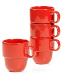Keep the kitchen and table in check with Stax Living dinnerware. A cherry-red glaze adorns mugs for everyday use, in a shape designed for efficient stacking and storage. Perfect for small spaces! Keep the kitchen and table in check with Stax Living dinnerware. A cherry-red glaze adorns mugs for everyday use, in a shape designed for efficient stacking and storage. Perfect for small spaces!
