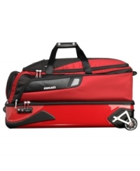 In a race of its own-Tumi and Ducati partner to change the face of travel with this sleek and innovative design. Life on the fast track demands sophisticated, innovative and bold solutions, which this fully-stocked duffel puts on the map. Ready for any adventure with a split construction that lets you separate your belongings and a rolling construction that follows your lead. 5-year warranty. In a race of its own-Tumi and Ducati partner to change the face of travel with this sleek and innovative design. Life on the fast track demands sophisticated, innovative and bold solutions, which this fully-stocked duffel puts on the map. Ready for any adventure with a split construction that lets you separate your belongings and a rolling construction that follows your lead. 5-year warranty.