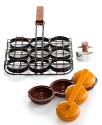 Break out the bite-size burgers! Sure to get any party started, sliders combine the best of both worlds-finger foods jam-packed with flavor. Whip up your own batch with this comprehensive set, which includes a triple patty press and mini bun cutter for incredible ease from prep to grill to all gone! 1-year warranty. Break out the bite-size burgers! Sure to get any party started, sliders combine the best of both worlds-finger foods jam-packed with flavor. Whip up your own batch with this comprehensive set, which includes a triple patty press and mini bun cutter for incredible ease from prep to grill to all gone! 1-year warranty.