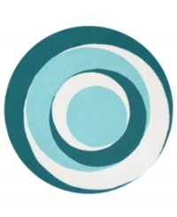 Making waves. This round area rug from Surya features a hypnotic pattern in hues of blue, giving any room a more stylish streak. Hand hooked from poly-acrylic material, each friendly floor covering is durable enough to stand up to even the most rigorous play. Making waves. This round area rug from Surya features a hypnotic pattern in hues of blue, giving any room a more stylish streak. Hand hooked from poly-acrylic material, each friendly floor covering is durable enough to stand up to even the most rigorous play.