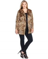 Answer the call of the wild with Calvin Klein's plus size jacket, broadcasting an animal-print! Answer the call of the wild with Calvin Klein's plus size jacket, broadcasting an animal-print!