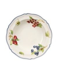 Give yourself a bright wake-up call with the Cottage Inn cereal bowl! Lush, dancing clusters of ripened blueberries, raspberries and cherries are a stunning contrast on creamy white porcelain and lend every meal a touch of traditional elegance. Give yourself a bright wake-up call with the Cottage Inn cereal bowl! Lush, dancing clusters of ripened blueberries, raspberries and cherries are a stunning contrast on creamy white porcelain and lend every meal a touch of traditional elegance.
