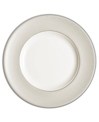 Lend salads, desserts or any appetizer a delicate sheen of style. From innovative designer Monique Lhullier, it features a pearlescent border with glossy raised dots and a fine stitch-like pattern. Lend salads, desserts or any appetizer a delicate sheen of style. From innovative designer Monique Lhullier, it features a pearlescent border with glossy raised dots and a fine stitch-like pattern.