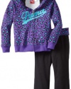 Puma - Kids Girls 2-6X Little Leopard Print Hoodie Set, Royal Purple, 6