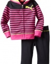 Puma - Kids Girls 2-6X Toddler Striped Hoodie Set, Raspberry Rose, 4T