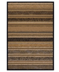 Captured in stripes, the wild animal-print patterns of this Couristan area rug are crafted from thick-pile polypropylene that imparts a natural appearance and soft, luxurious finish. Suitable for indoor or outdoor use. Captured in stripes, the wild animal-print patterns of this Couristan area rug are crafted from thick-pile polypropylene that imparts a natural appearance and soft, luxurious finish. Suitable for indoor or outdoor use.