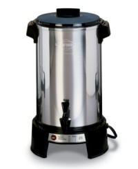Bring on the crowds! This 36-cup capacity coffee urn makes a cup per minute, so you're ready to entertain when they arrive. With automatic temperature control and a serving indicator light, this coffee maker is a must-have for group events, parties and other get-togethers, ensuring that every cup is served steaming and everyone has their fill. 1-year warranty. Model 43536. Bring on the crowds! This 36-cup capacity coffee urn makes a cup per minute, so you're ready to entertain when they arrive. With automatic temperature control and a serving indicator light, this coffee maker is a must-have for group events, parties and other get-togethers, ensuring that every cup is served steaming and everyone has their fill. 1-year warranty. Model 43536.