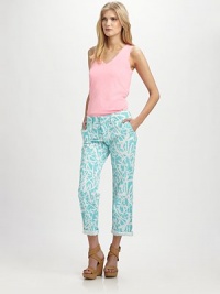 Featuring a dynamic dragonfly print and made from soft, washed cotton, these tapered pants are ready for a brand new season.Hook-and-eye closureZip flyBelt loopsTapered legsWelt pocketsAllover printInseam, about 30CottonMachine washImported Model shown is 5'10 (177cm) wearing US size 4. Featuring a dynamic dragonfly print and made from soft, washed cotton, these tapered pants are ready for a brand new season.Hook-and-eye closureZip flyBelt loopsTapered legsWelt pocketsAllover printInseam, about 30CottonMachine washImported Model shown is 5'10 (177cm) wearing US size 4.