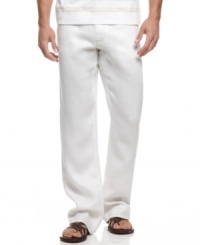 Just blowin' in the wind. These lightweight linen pants are full of jean style but ready for summer breezes. Just blowin' in the wind. These lightweight linen pants are full of jean style but ready for summer breezes.