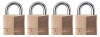 Master Lock 140Q Solid Brass Keyed Alike Padlock with 1-9/16-Inch Wide Body and 7/8-Inch Shackle, 4-Pack