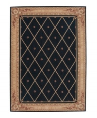 Every work of art deserves a frame. The Ashton House rug collection sets new standards of richness with their opulent colors, European-inspired decorative motifs, and luxuriously textured wool pile. An elaborately detailed frame displays a classic design of diamond shapes with center studs, in brown over a striking black background. The result is as ornate and rich as it is simple. Every work of art deserves a frame. The Ashton House rug collection sets new standards of richness with their opulent colors, European-inspired decorative motifs, and luxuriously textured wool pile. An elaborately detailed frame displays a classic design of diamond shapes with center studs, in brown over a striking black background. The result is as ornate and rich as it is simple.