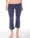 Active Basic Fold Over Cotton Spandex Flare Capris