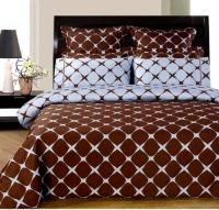 Chocolate and Blue Egyptian Cotton 9PC Bed in a Bag, Sheet, Duvet & Comforter, Full Chocolate and Blue Egyptian Cotton 9PC Bed in a Bag, Sheet, Duvet & Comforter, Full