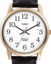 Timex Men's T20491 Easy Reader Gold-Tone Black Leather Watch