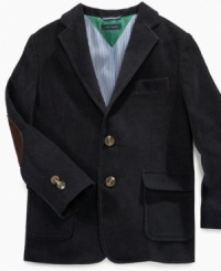 This darling little corduroy blazer by Tommy Hilfiger will have him looking the CEO of cutest company around. This darling little corduroy blazer by Tommy Hilfiger will have him looking the CEO of cutest company around.