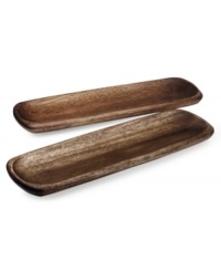 Rustic, redefined. These multi-tasking platters serve anything from crab cakes to dinner rolls on beautiful grained acacia wood from Noritake's Kona Wood collection of serveware and serving dishes. Rustic, redefined. These multi-tasking platters serve anything from crab cakes to dinner rolls on beautiful grained acacia wood from Noritake's Kona Wood collection of serveware and serving dishes.
