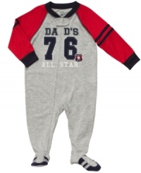 Start your MVP off to sweet dreams in sporty style with this fun footed coverall from Carter's. Start your MVP off to sweet dreams in sporty style with this fun footed coverall from Carter's.