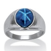 PalmBeach Jewelry Men's Oval Shaped Simulated Blue Star Silvertone Classic Ring