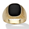 PalmBeach Jewelry Men's Genuine Onyx 14k Yellow Gold-Plated Ribbed Ring