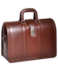 Case in point. This leather briefcase from McKlein carries itself with a refined, business savvy style, boasting three convenient compartments, including a padded middle section to keep your laptop safe and sound. A three-digit combination lock ensures the utmost security wherever you go. One-year warranty. Case in point. This leather briefcase from McKlein carries itself with a refined, business savvy style, boasting three convenient compartments, including a padded middle section to keep your laptop safe and sound. A three-digit combination lock ensures the utmost security wherever you go. One-year warranty.
