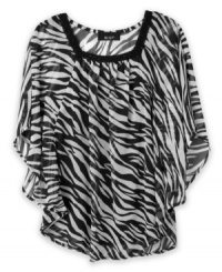 Drape her in style. This zebra print on this square-neck top from BCX gives her a look that's beautiful and breezy. Drape her in style. This zebra print on this square-neck top from BCX gives her a look that's beautiful and breezy.
